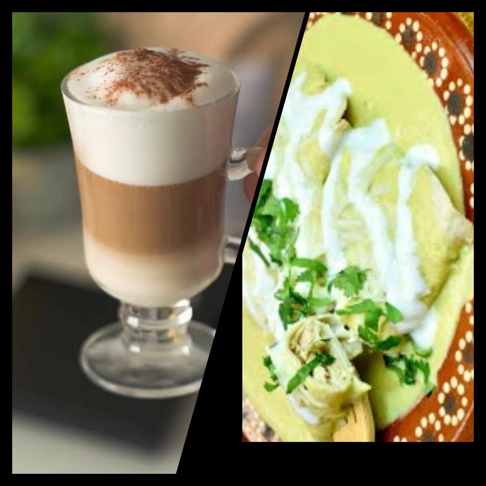 Enchiladas Suizas + Cafe Capuchino