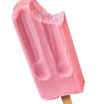 Linha Ditali - Picolé sabor leitinho e verigato morango com cobertura sabor chocolate branco