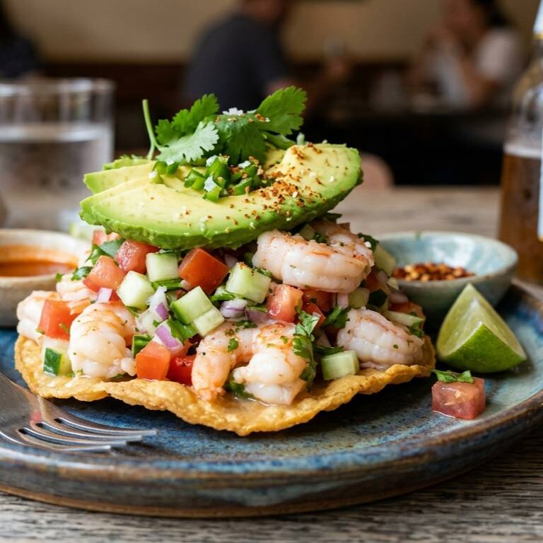 Tostada de Ceviche de Camarón