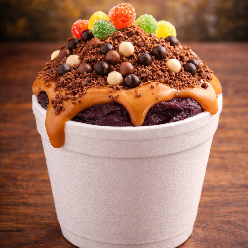 Açaí super cremoso e geladinho, Perfeito pra matar a vontade rapidinho.😋 Monte do seu jeito com direito a 2 acompanhamentos deliciosos incluso! 🍫✨