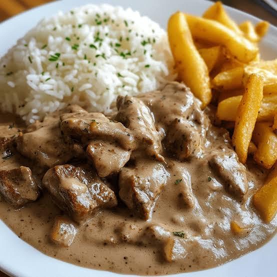 Arroz e batata fritas