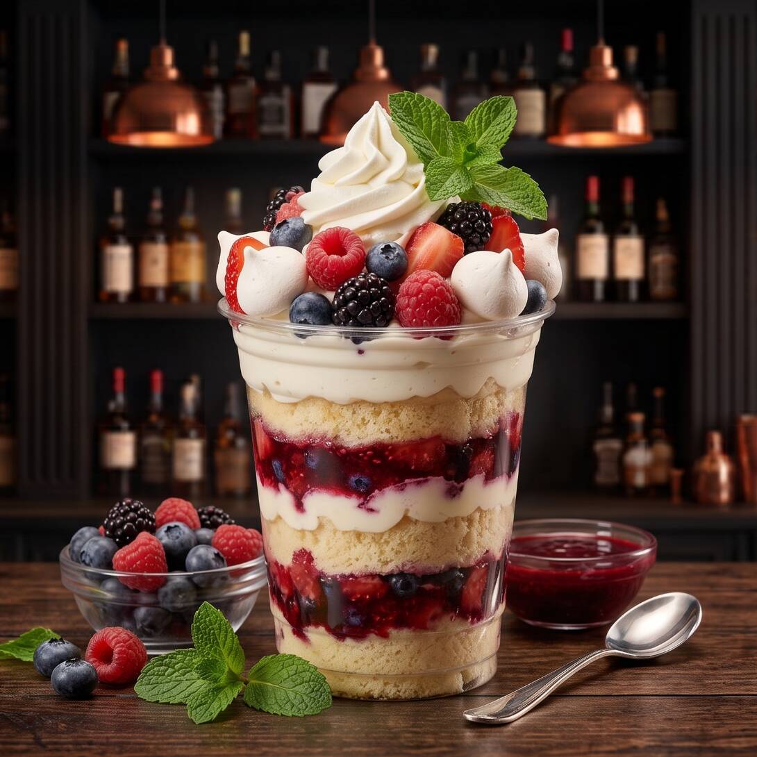 Postre Tres Leches con Frutos Rojos y Menta
