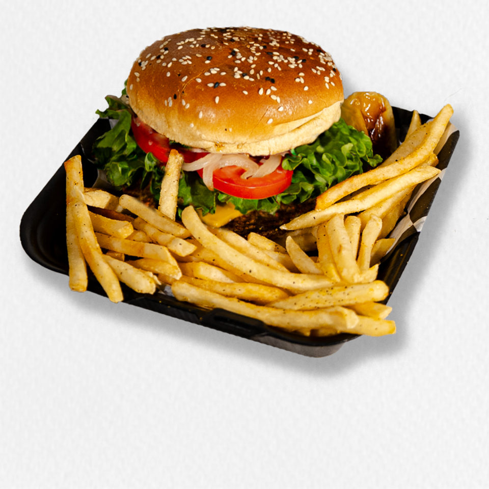 HAMBURGUESA CON PAPAS