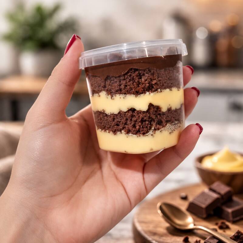 Uma combinação irresistível do azedinho do maracujá com a intensidade do chocolate! Nosso bolo no pote é preparado com camadas de massa de chocolate super macia, recheio cremoso de maracujá e ganache de chocolate, finalizado com cobertura especial de mousse de maracujá
