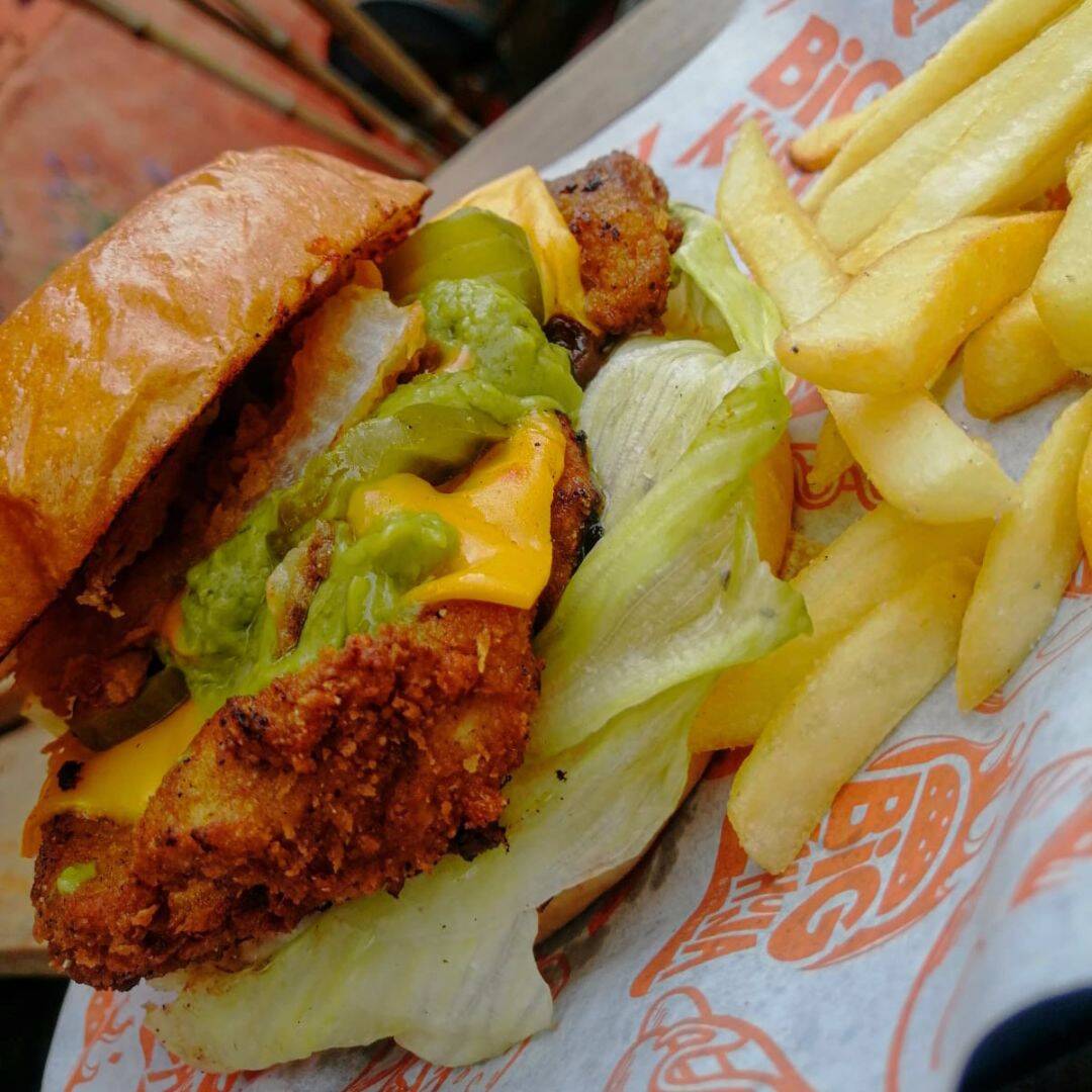 Spicy Alien Chicken Burger .