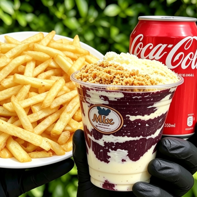 AÇAÍ 300ML + BATATA TRADICIONAL P + REFRIGERANTE EM LATA 350ML.