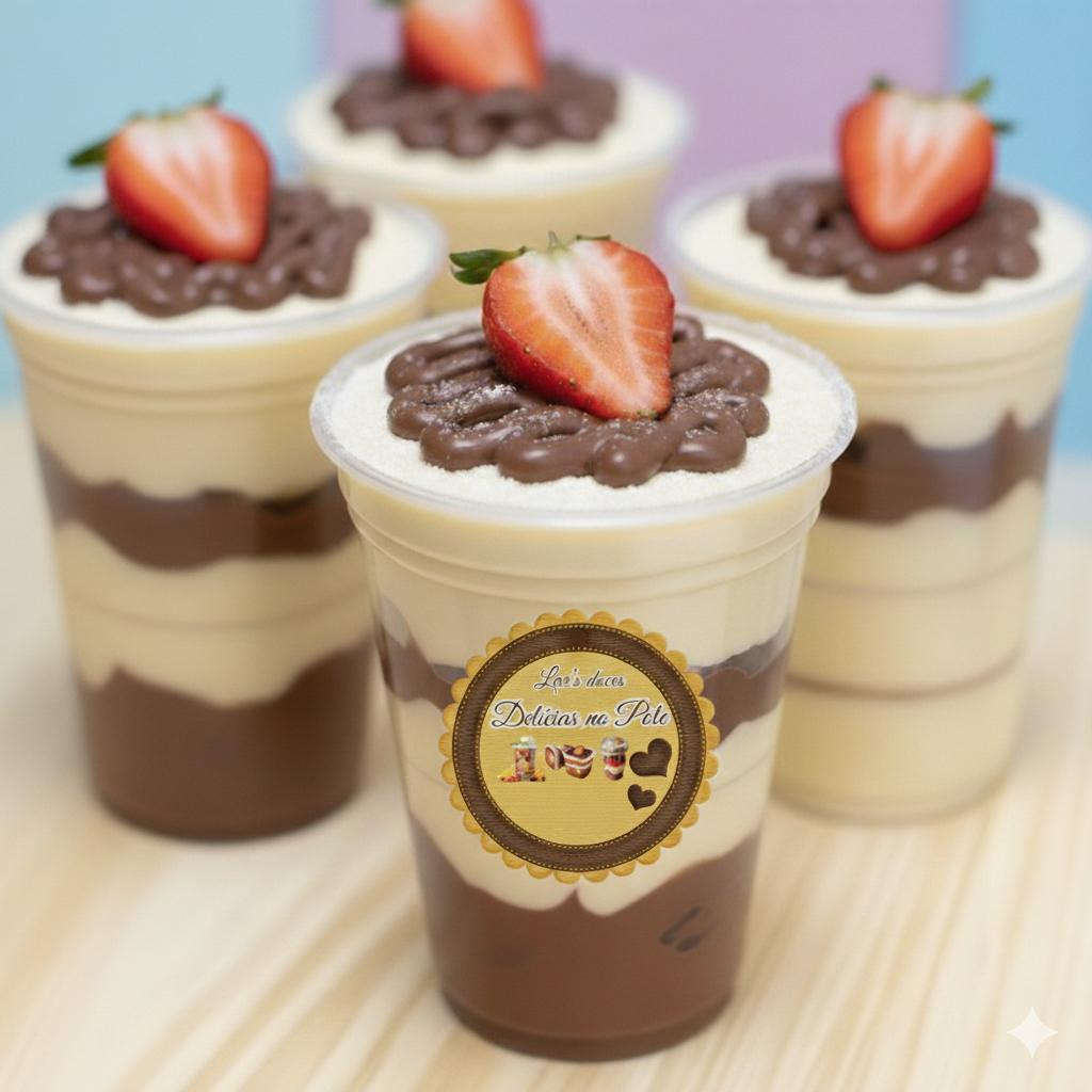 Copo delicioso de creme de ninho com Nutella