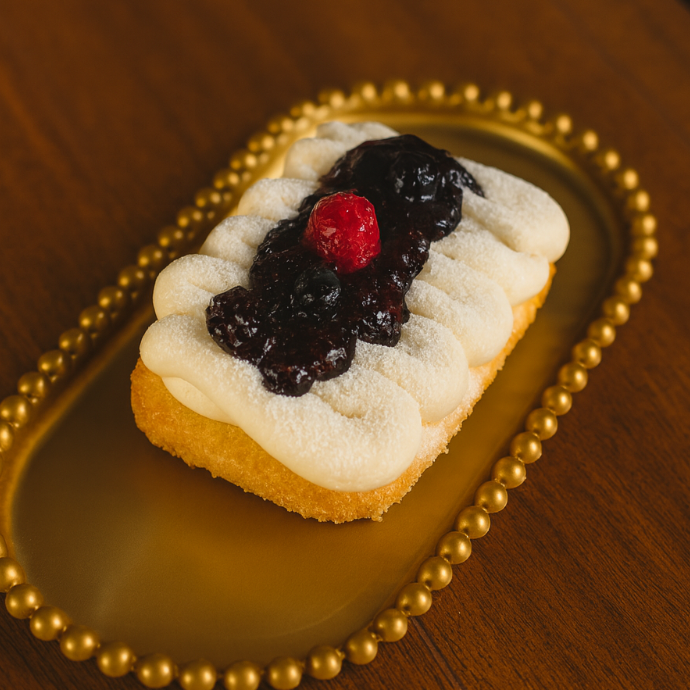 Bolo Gelado de Ninho com Geleia de Frutas Vermelhas Massa fofinha de leite Ninho com gotas geleia caseira de frutas vermelhas Cobertura cremosa de leite Ninho Finalizado com geleia por cima de frutas vermelhas e suspiros artesanais que derretem na boca!