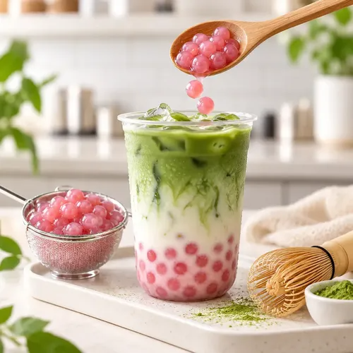 Matcha Fresa Boba