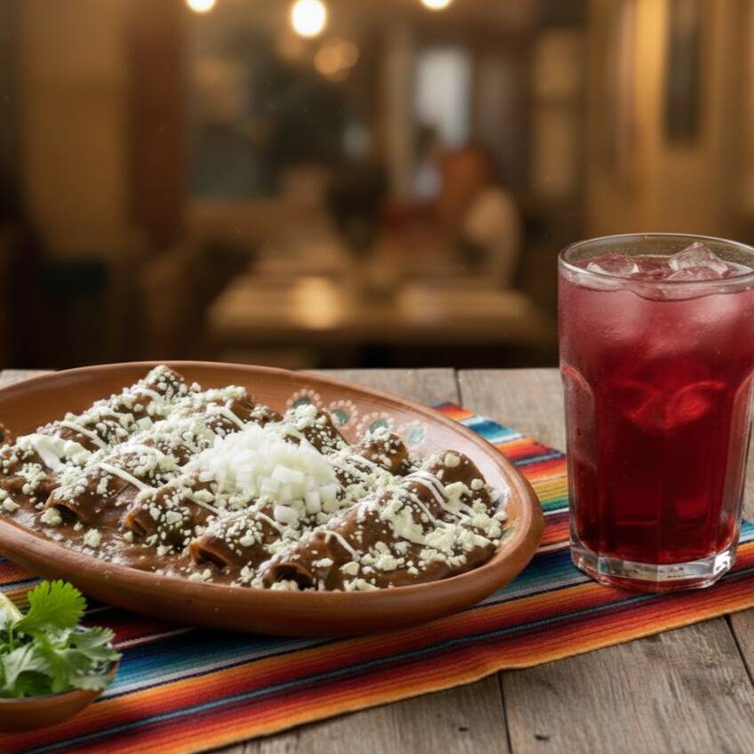 Enfrijoladas + Bebida