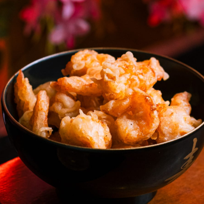 Tempurá de camarões médios