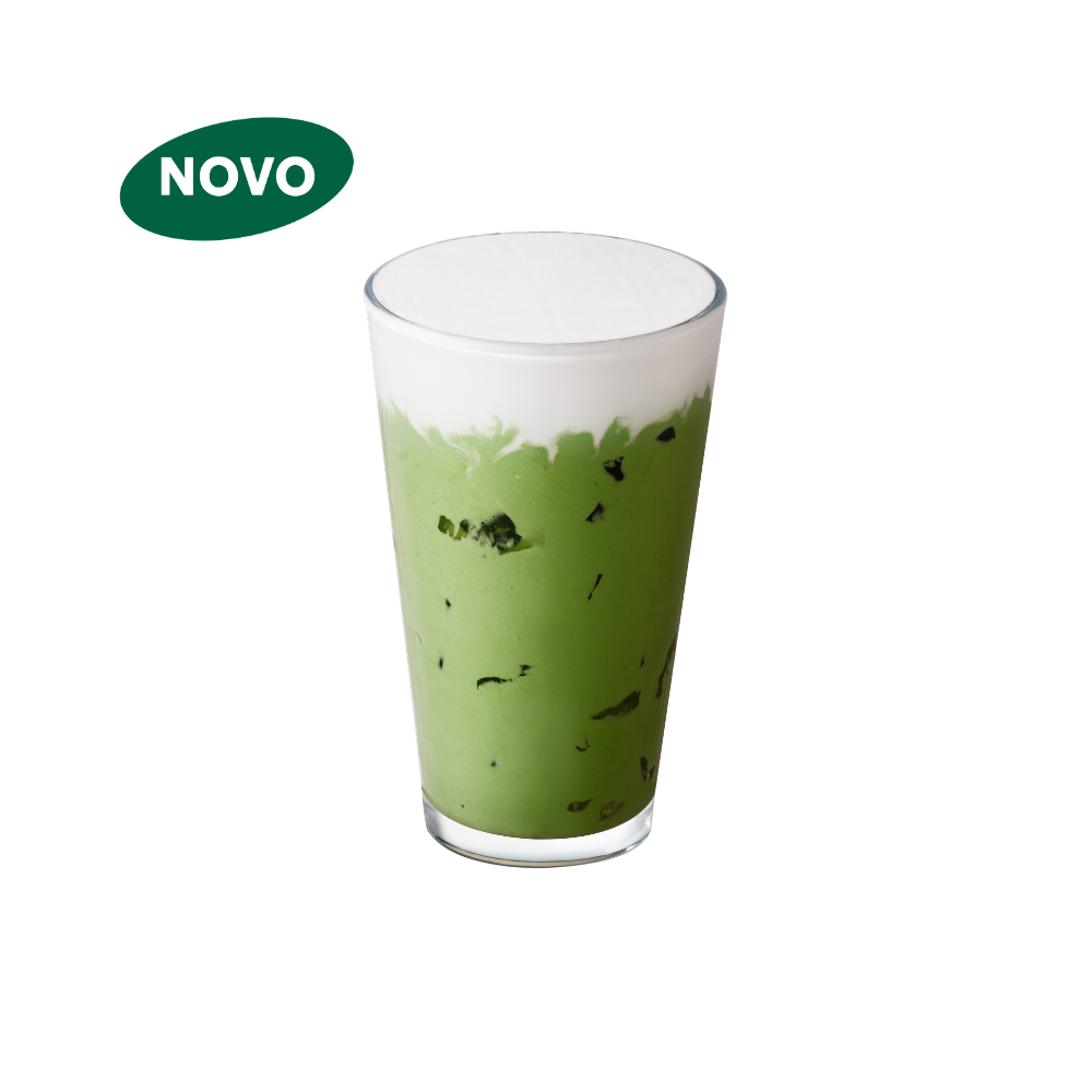 Bebida feita com matcha, leite e Cold Foam Proteico – uma espuma adocicada, fria, aveludada e com 19gr de proteína sabor baunilha.