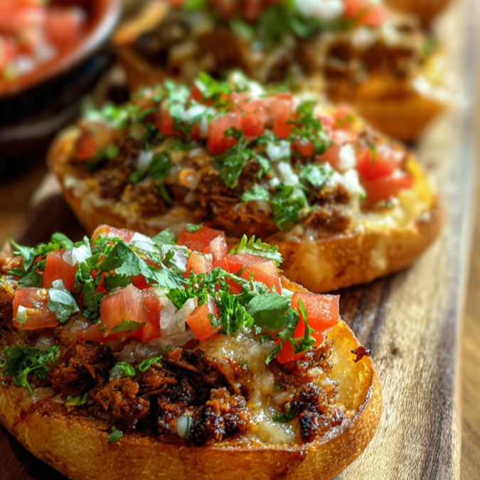 Molletes con guisado