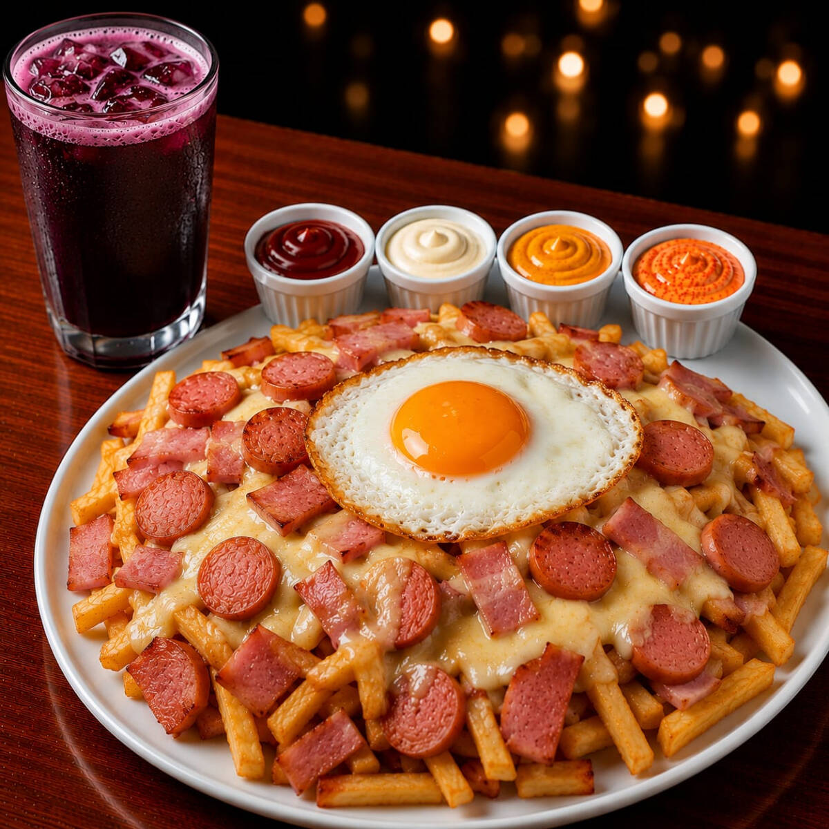 SALCHIPAPA ROYAL CLASICO + BEBIDA