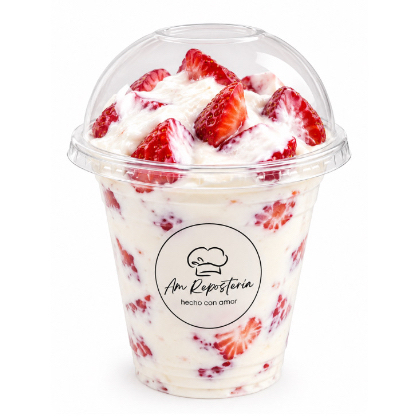 Fresas con Crema Vaso de 12oz.