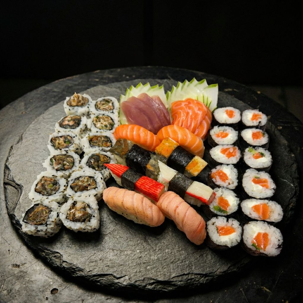 Escolha seus favoritos! 8 sashimis, 24 rolls e 8 sushis personalizados para montar o combo perfeito. Ideal para compartilhar. #combojapones #sashimi #sushi #rolls #japones #ifood #deliveryjapones #combinado