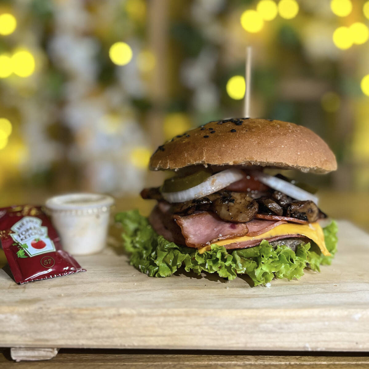 Hamburguesa Champiñon y Tocino