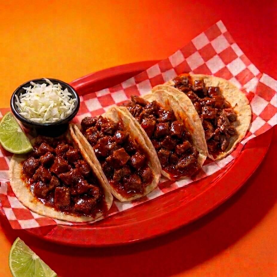 TACO DE ASADO ROJO EN HARINA