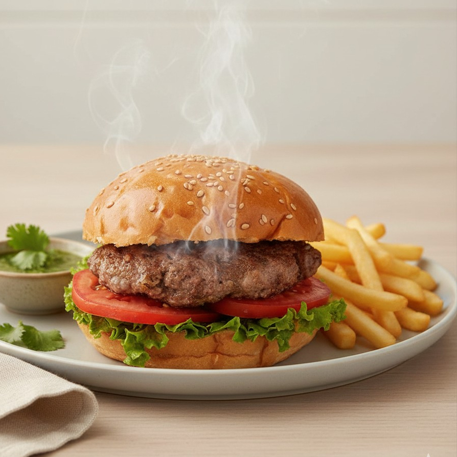 Hamburguesa de la Casa + Papas