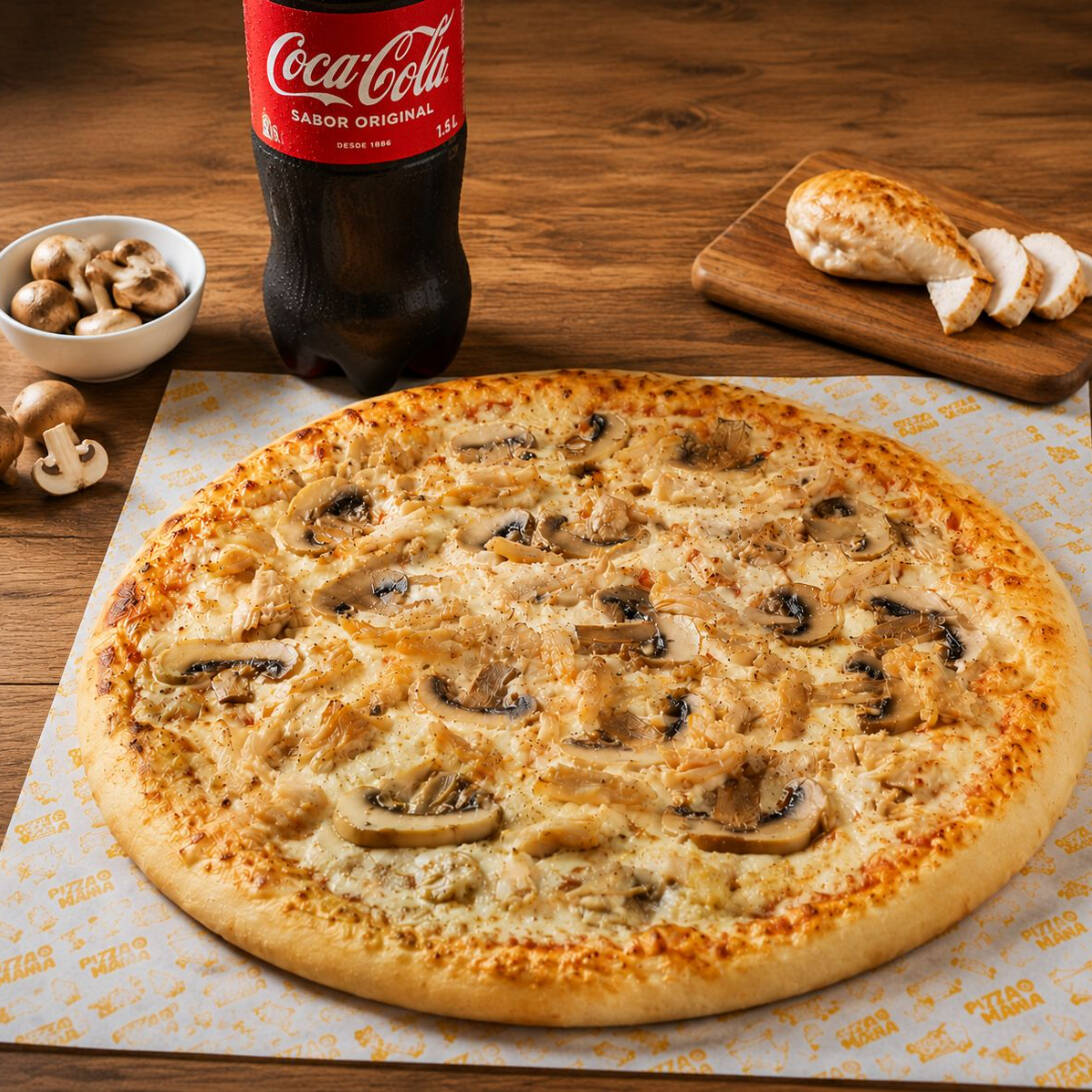Pizza Grande Pollo y Champiñones en Combo