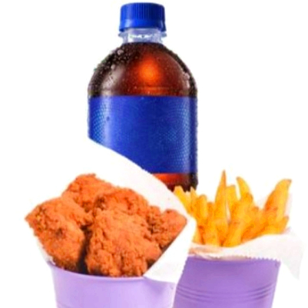 2 Piezas de Pollo, Papas y Bebida de 355 Ml