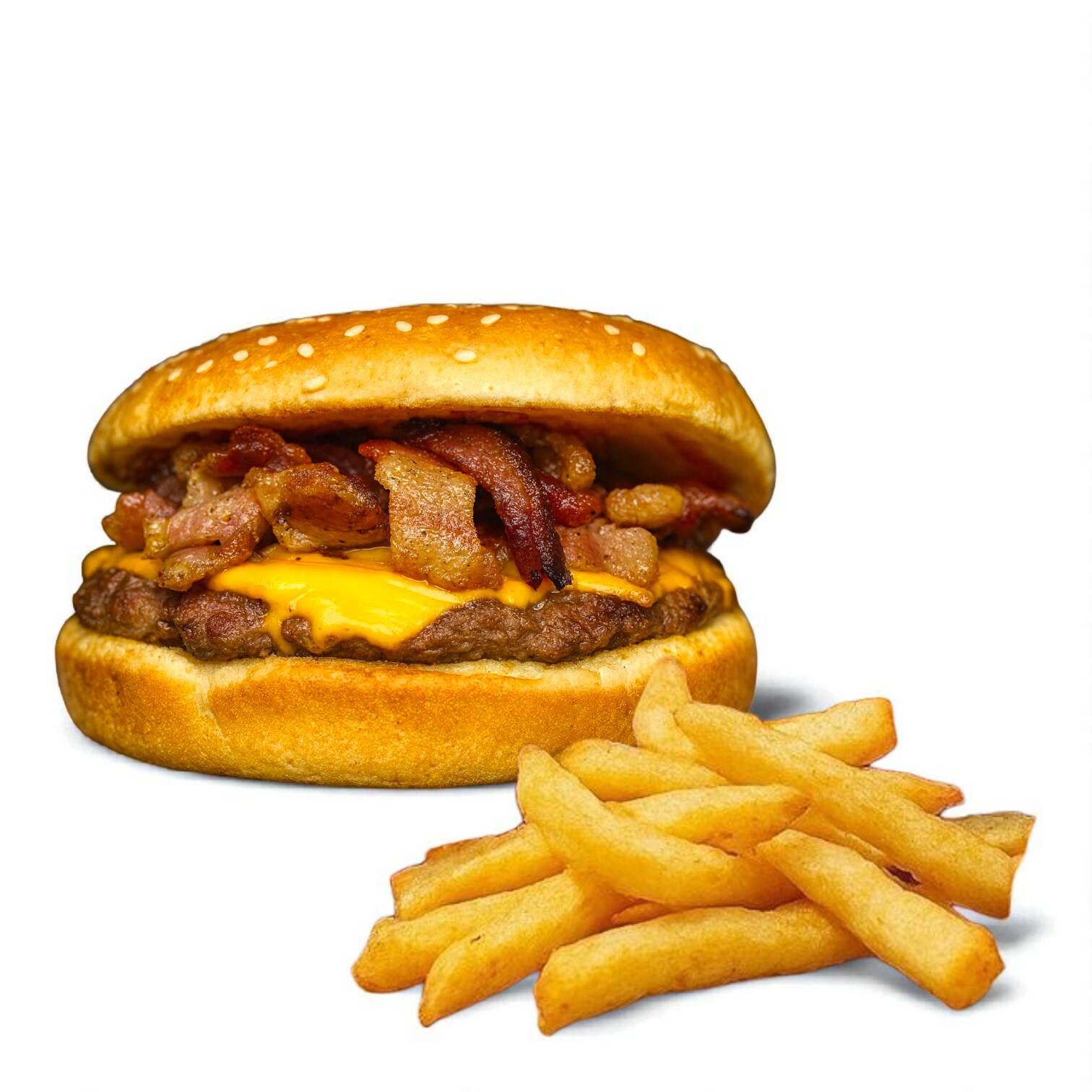 Hamburguesa Jr. Tocino + Papas Fritas