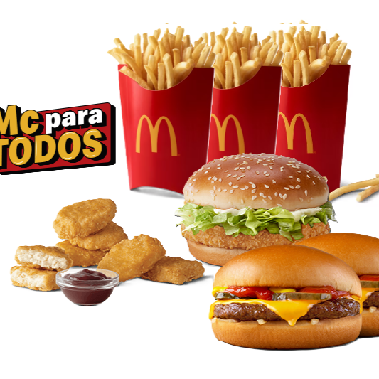 2 Hamburguesas C/Q➕McPollo➕3 Papas GD´s➕Nuggets 6