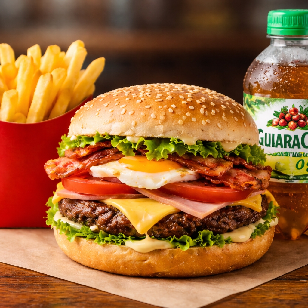 1 X-Tudo Gourmet
1 Porção de Batata Frita Dourada – Crocante por fora, macia por dentro.
1 Guaraná Campari geladinho – A refrescância perfeita para fechar com chave de ouro!
Tudo preparado com capricho, só pra você saborear o melhor do lanche carioca!