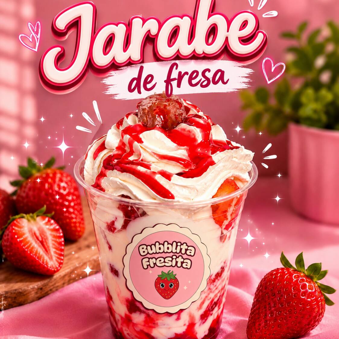 FRESAS CON CREMA - JARABE DE FRESA