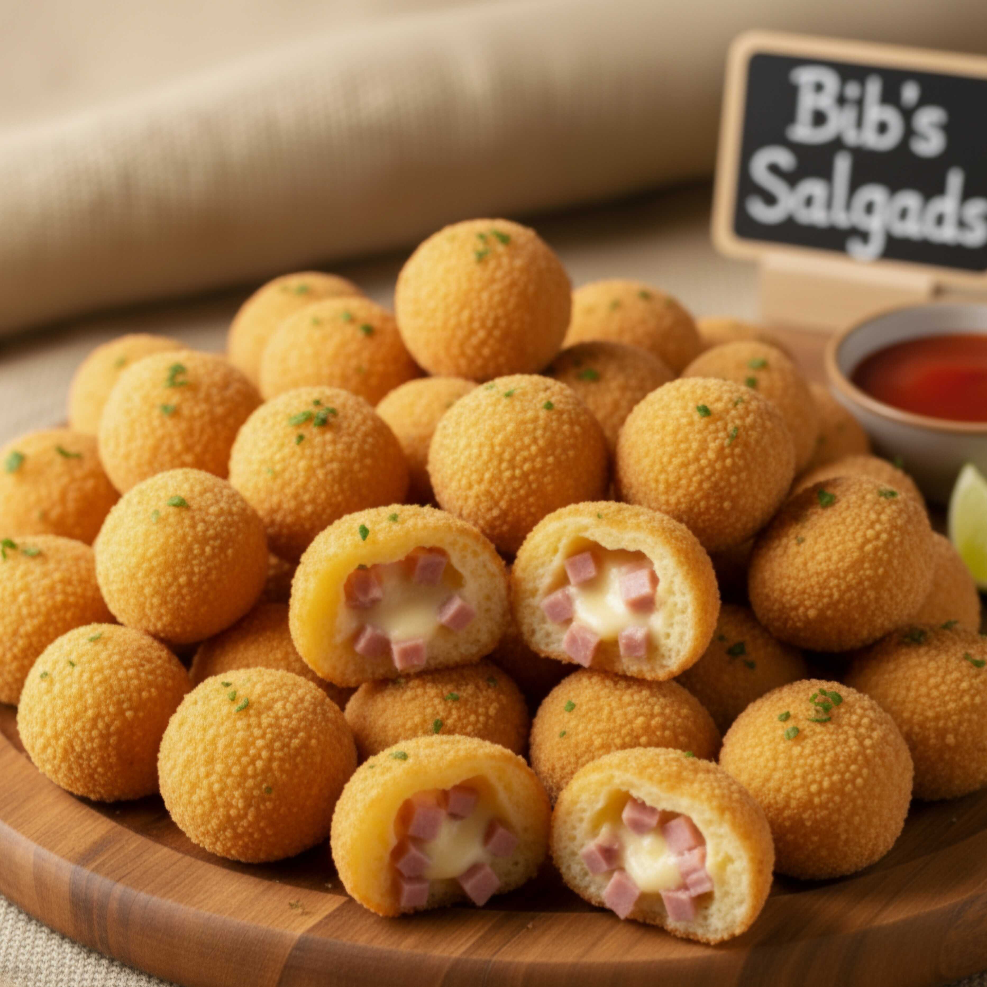 100 mini risoles de presunto e queijo (16g cada), com massa leve e crocância irresistível!