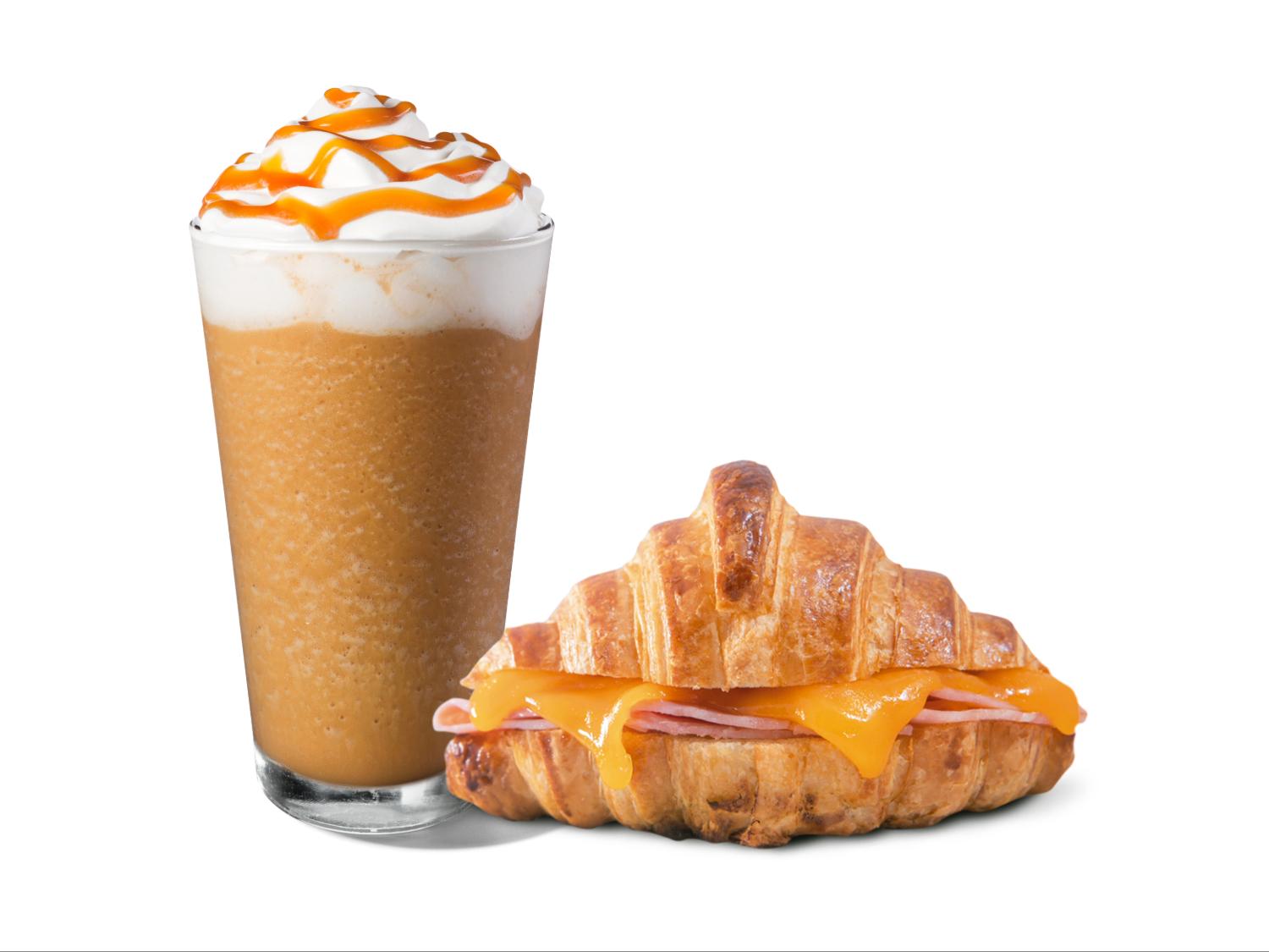 Caramel Frappuccino + Ham & Cheese Croissant
