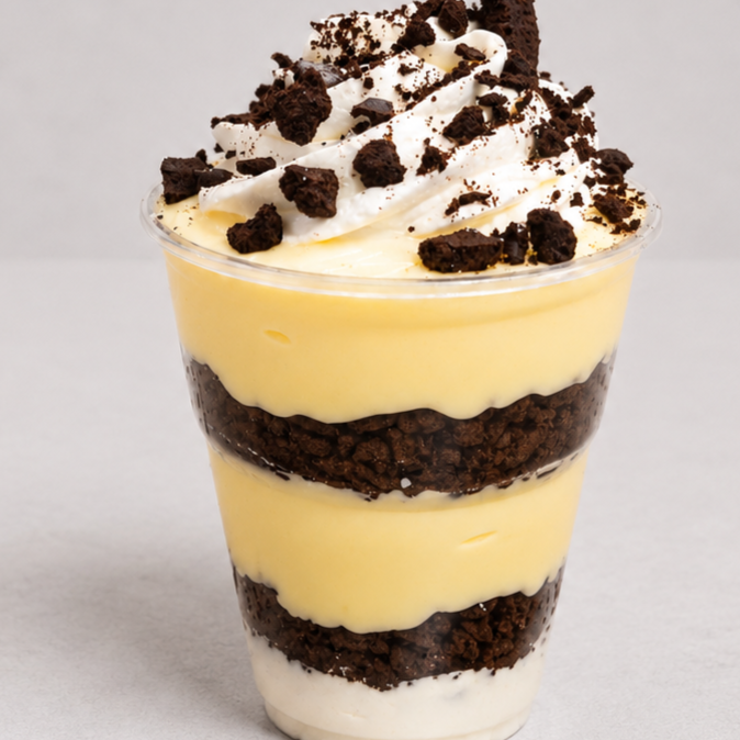 Chantininho bem levinho, biscoito moído para dar aquela crocância, e muito creme de ninho delicioso. Serve 1 pessoa, +-250gr