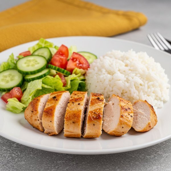 Pechuga con Arroz y Ensalada