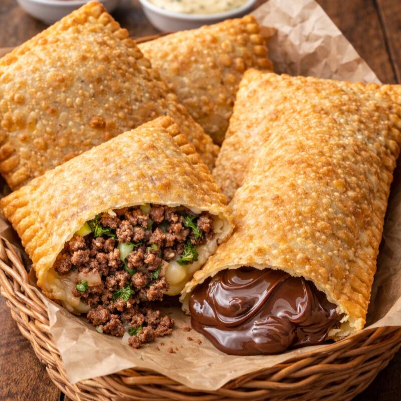 Combo pra comer com alguém que você goste, são 2 pasteis de 20cm salgado + 1 pastel de Nutella 20cm, escolha seus sabores