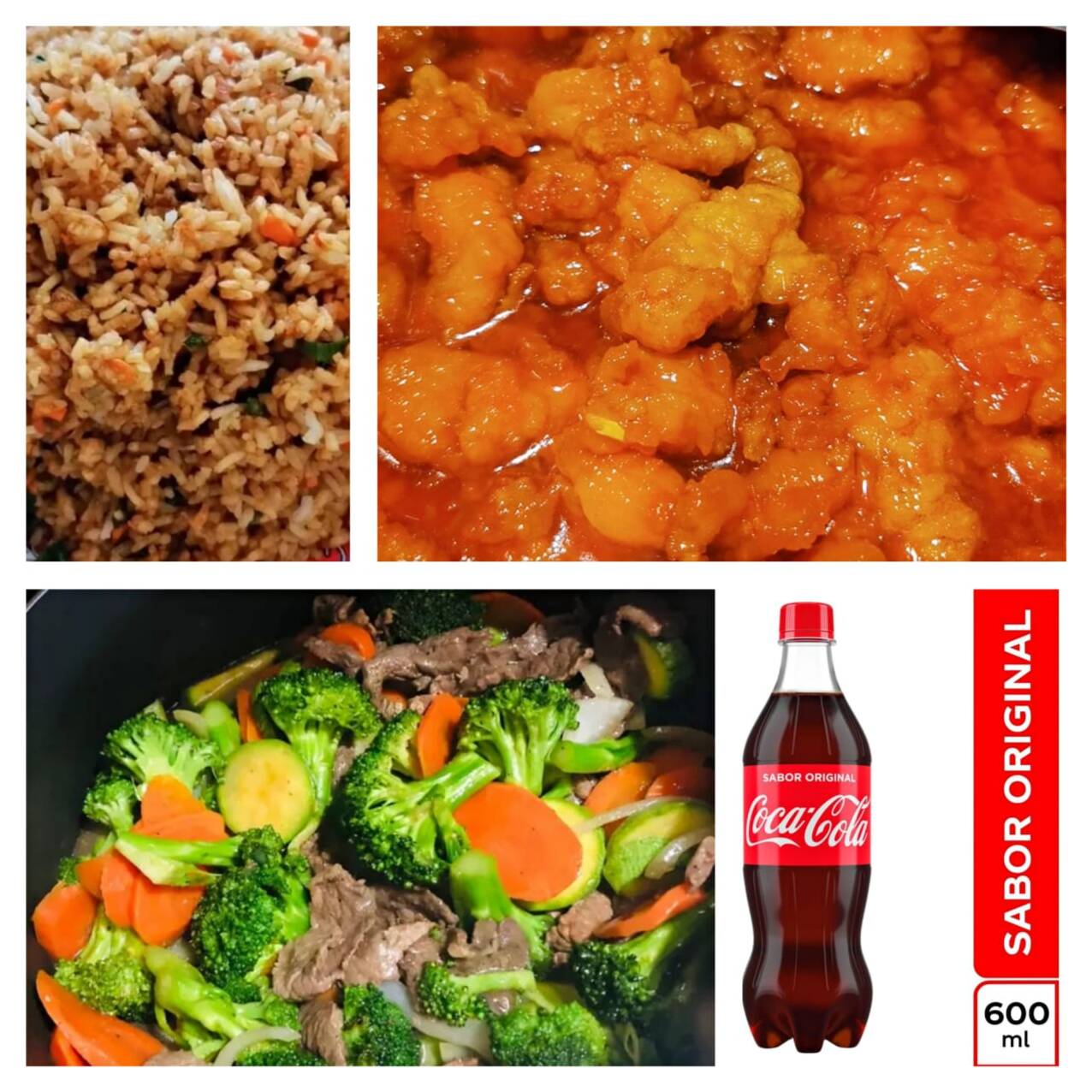 Pollo Agridulce y Brócoli, Coca600ml(甜酸鸡+菜花+可乐)