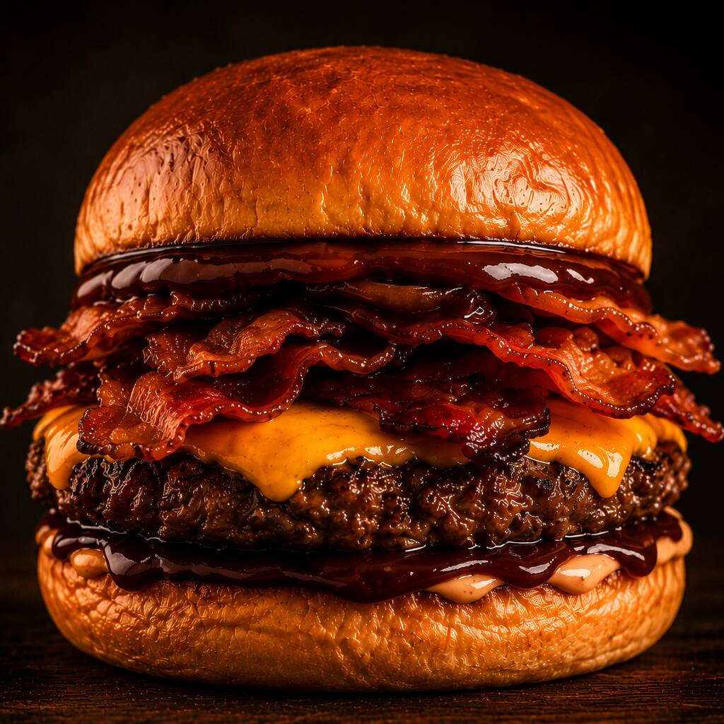 Blend 160g, cheddar fatiado, bacon crocante, barbecue e Molho Nobre.
