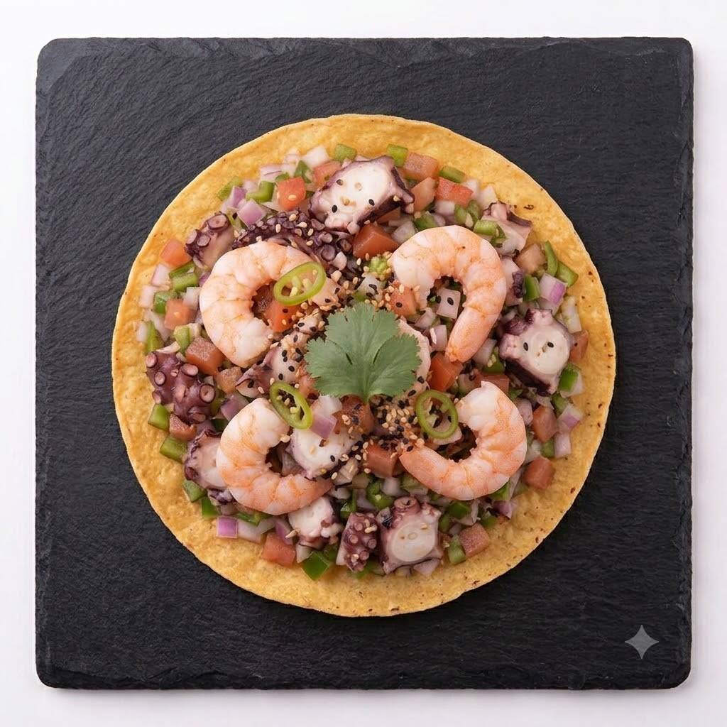 Tostada Especial de Pulpo y Camarón