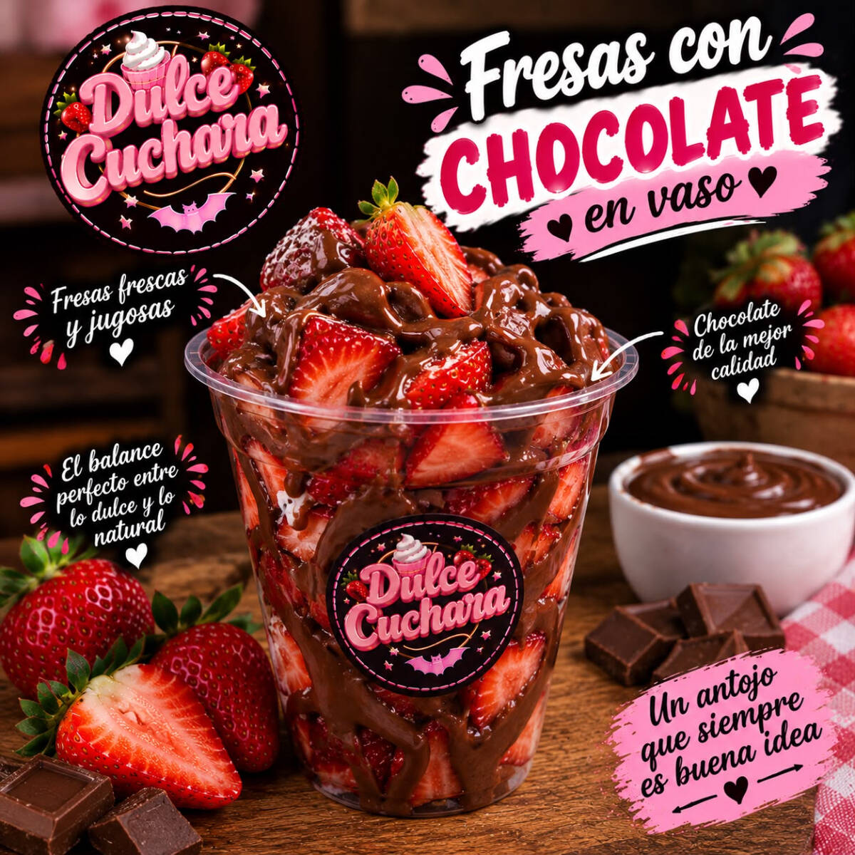 Vaso de Fresas con Chocolate Grande