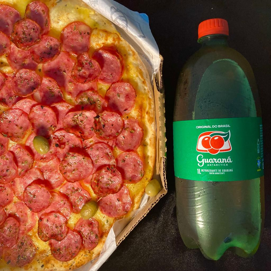 pizza de calabresa + antartica 1 litro geladinha