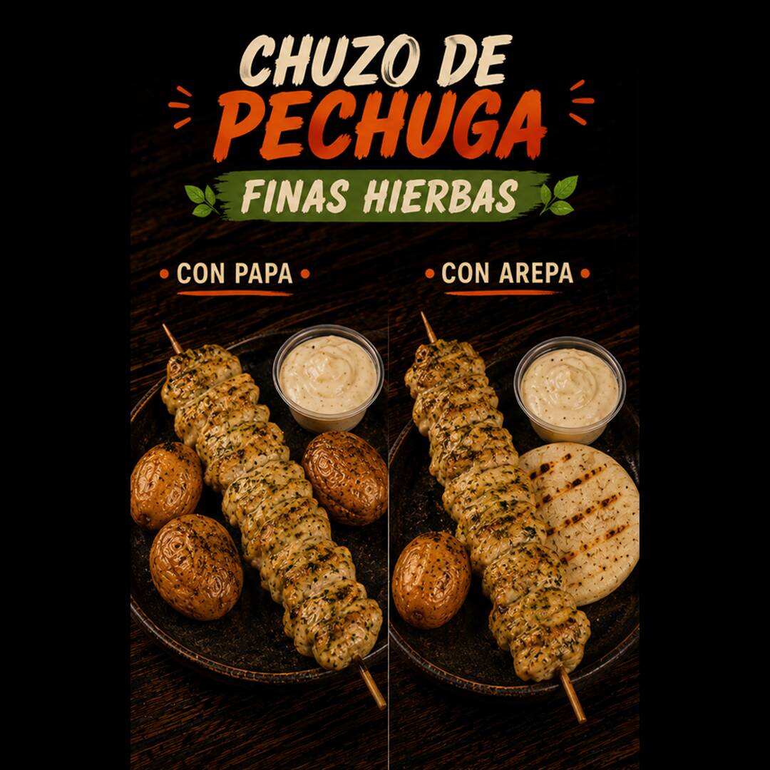 Chuzito Finas Hierbas con Papa / con Arepa