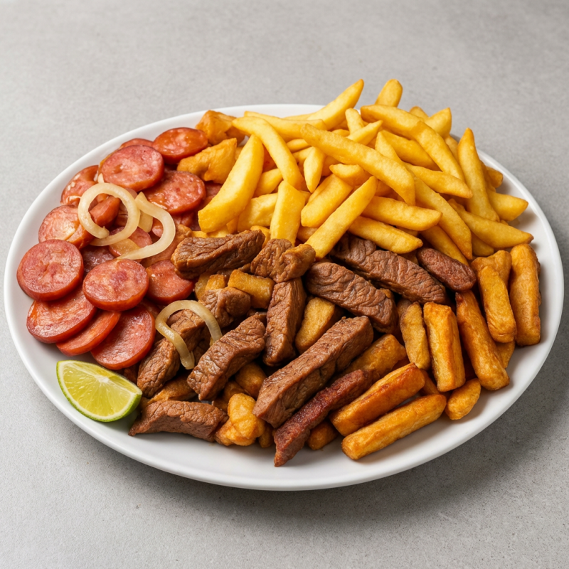 Aquele churrasquinho que você tanto queria! 200g de linguiça calabresa 150 g de isca carne 150g de isca de frango 400g de batata frita ou 400g de aipim frito todos os itens são pesados in natura! Foto Ilustrativa!