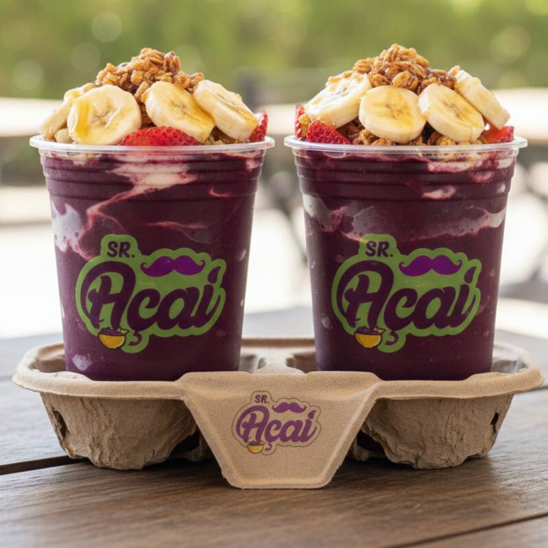 SR DO AÇAÍ COMBO 2 COPOS DE 500 ML ( BANANA+ MORANGO+GRANOLA+ LEITE CONDENSADO)
