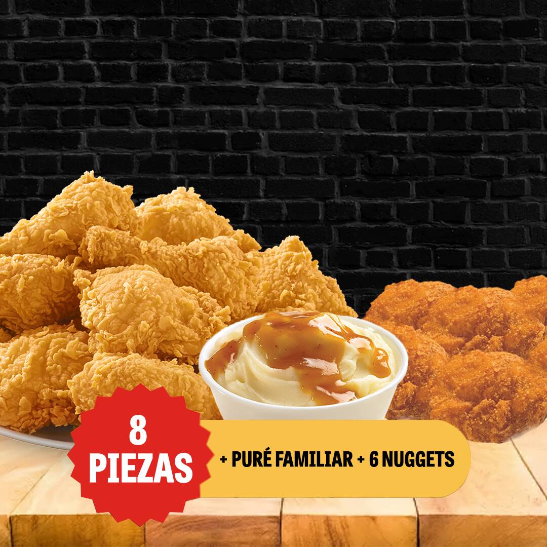 8 PIEZAS + 1 PURÉ FAMILIAR + 6 NUGGETS