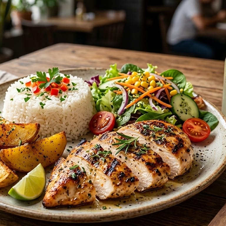 Almuerzo con Carne a la Plancha