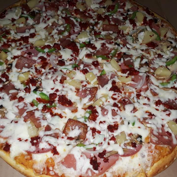 PAQUETE #1 (PIZZA GRANDE+2 HAMBURGUESAS)