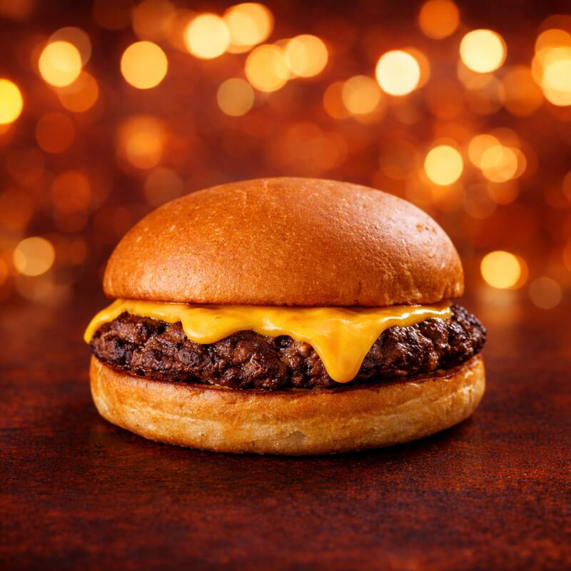 Pão de smash amanteigado, 90g de blend bovino prensado e finalizado com american cheese palermo