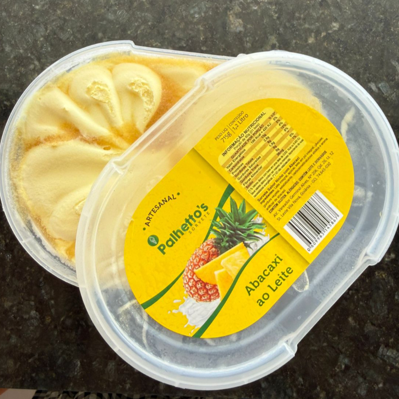 SORVETE CREMOSO DE ABACAXI