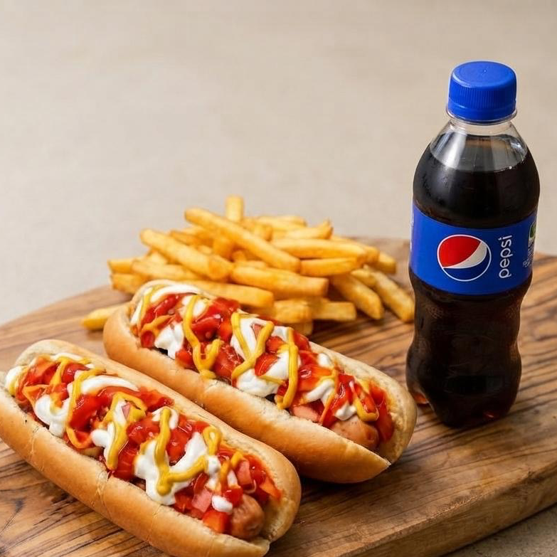 2 Dogos + Papas + Refresco