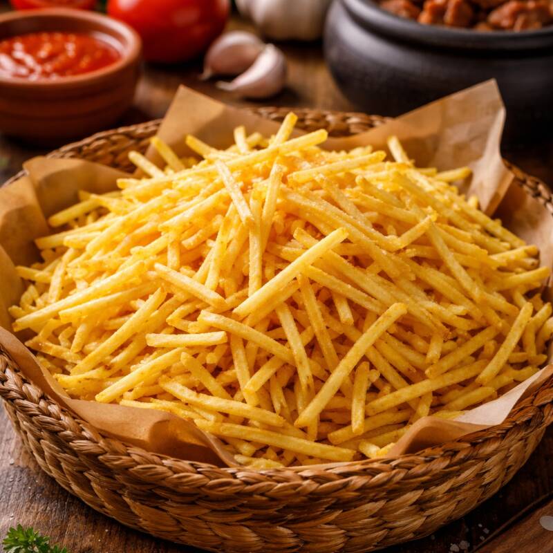 Batata palito fininha, dourada e extremamente crocante. Frita com cuidado, sal na medida e servida com a maionese Grill da casa, com toque defumado que eleva o nível. Simples, honesta e perigosa: você não vai querer dividir.