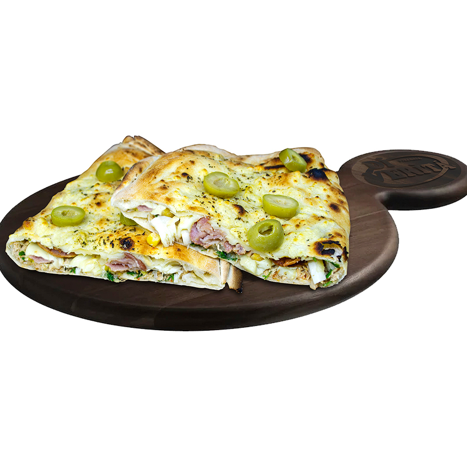 Palmito, Bacon, Provolone, Milho, Atum champignon e Cebola